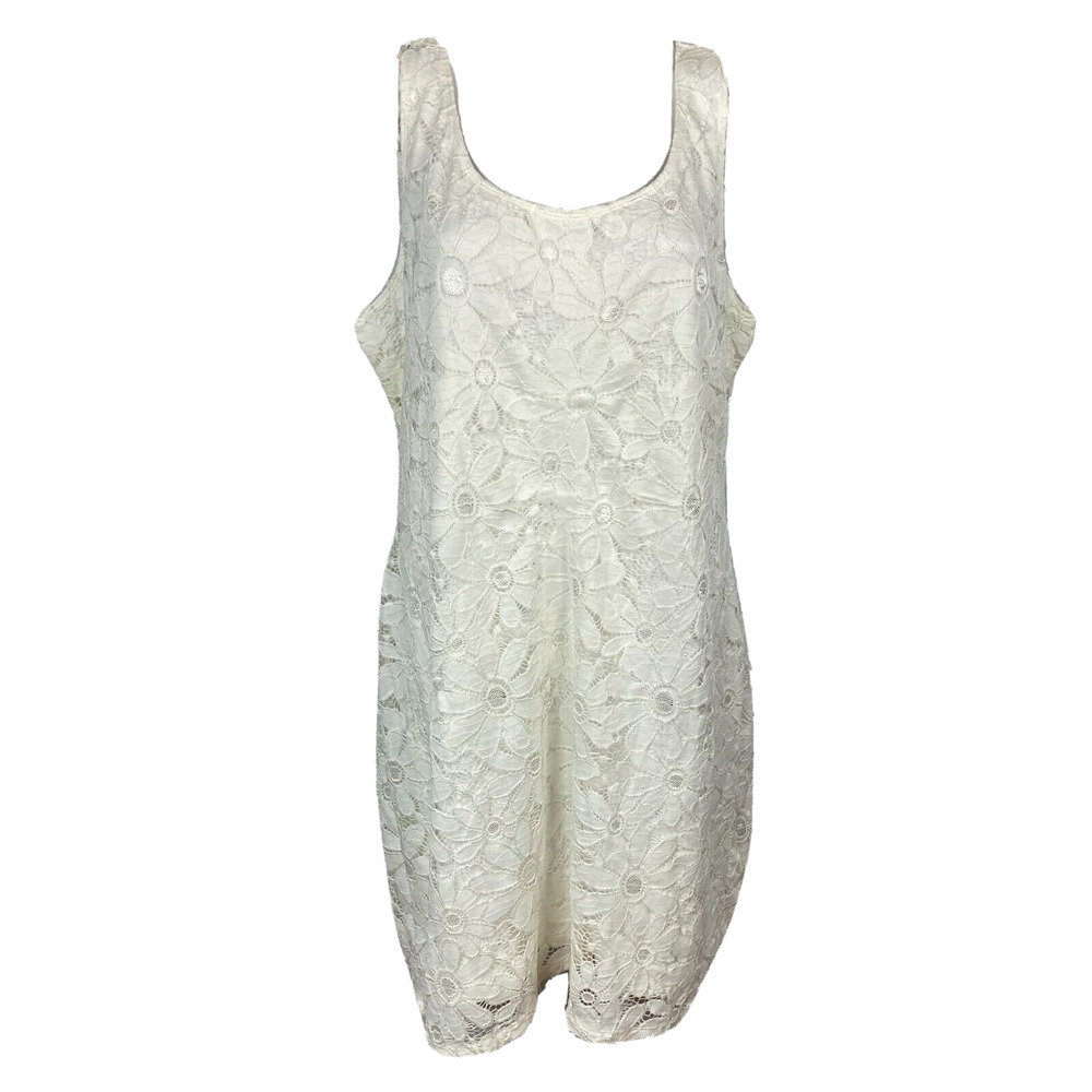 Tiana B. Dress Womens Sz XXL‎ Ivory White Floral Lace Sleeveless Sheath Stretch